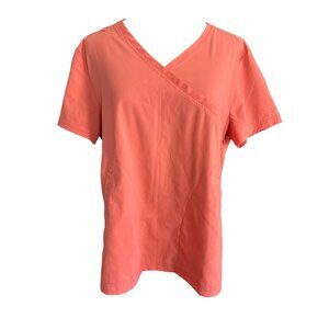 Koi Lite Coral Scrub Top XL Slim Fit Lightweight W/ Pockets & Zipper Accents